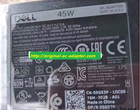 New 19.5V 2.31A 45W for Dell LA45NM170 AC Adapter 05G53P