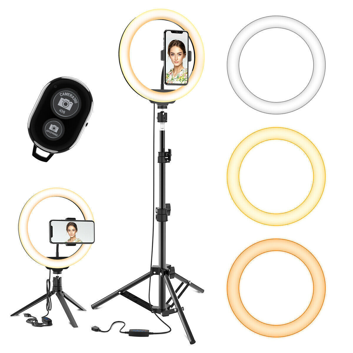 Selfie LED Ring Light 12" with Tripod Stand for YouTube/ Tiktok Video Recording Light Color: RGB, Blue, Gree