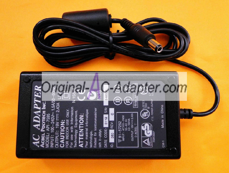 Acbel 19V 2.4A 5.5mm x 2.5mm Power AC Adapter