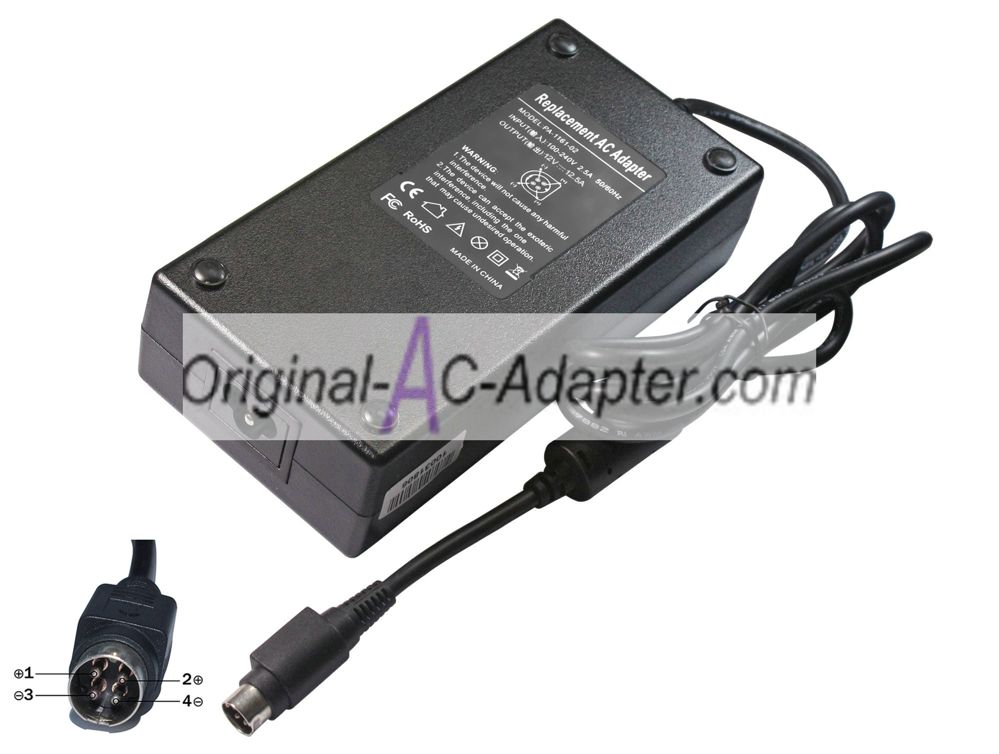 Delta 12V 12.5A 150W 4 pin with round head Power AC Adapter
