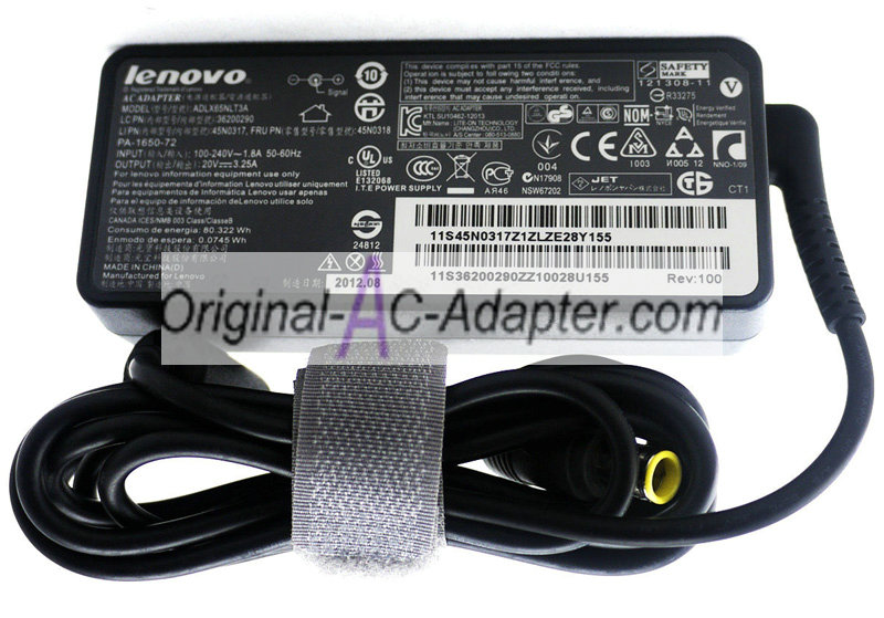 Lenovo 20V 3.25A For Lenovo ThinkPad Twist S230u 33474PG Power AC Adapter