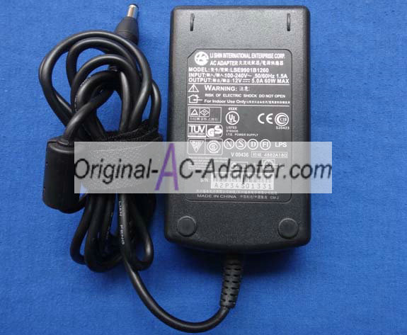 LCD 12V 5A 60W 5.5mm x 2.5mm Power AC Adapter