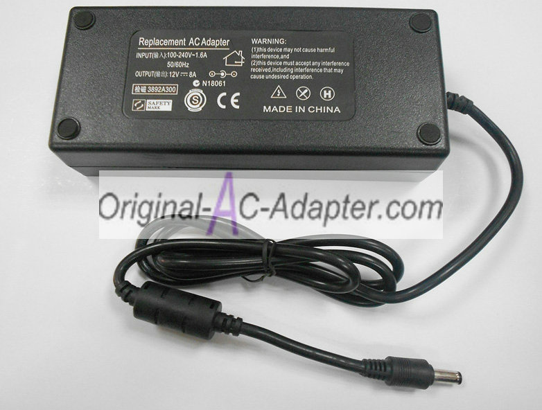 LCD 12V 8A 96W 5.5mm x 2.5mm Power AC Adapter