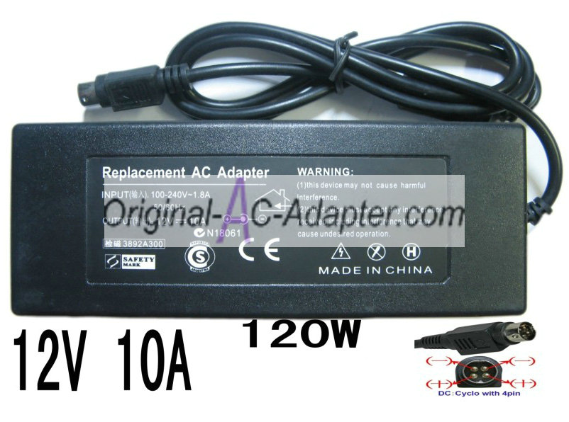 LCD 12V 10A 120W 4 Pin with round head Power AC Adapter