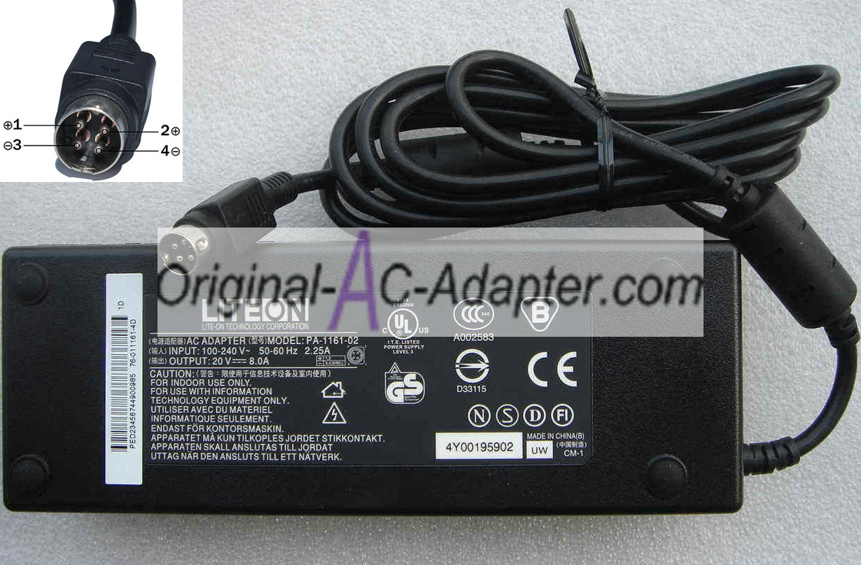 LITEON PA-1161-02 20V 8A Power AC Adapter