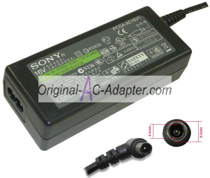 Sony 16V 3.75A 6.5mm x 4.4mm Power AC Adapter