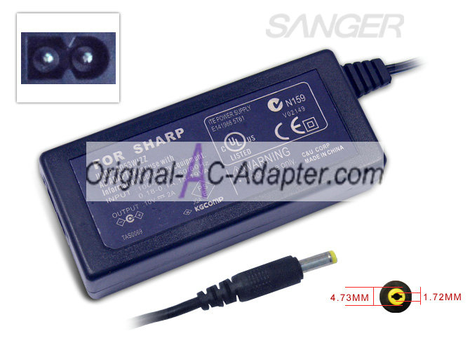 Sharp 10V 2A 4.8mm x 1.7mm Power AC Adapter