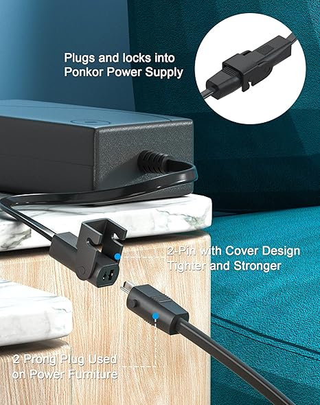 Power Recliner Power Supply, AC/DC Switching Power Supply Transformer 2-pin 29V/24V 2A Adapter with AC Power C