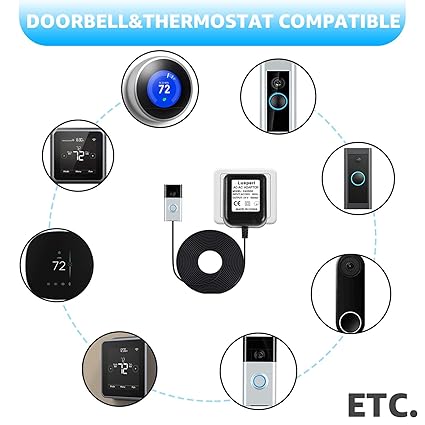Doorbell Transformer, 24V 500MA Doorbell Power Adapter - Compatible with Ring, Wyze, Nest, Eufy, Arlo Wireless