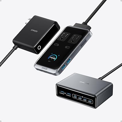 Anker Prime Charging Station, 240W Max 8-in-1 USB C Power Strip with Anker 200W 6-Port GaN Charging Station